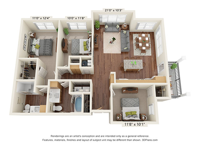 Three Bedroom - C2 floor plan