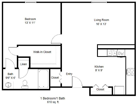 One Bedroom floor plan