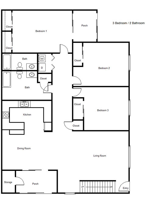 Three Bedroom floor plan