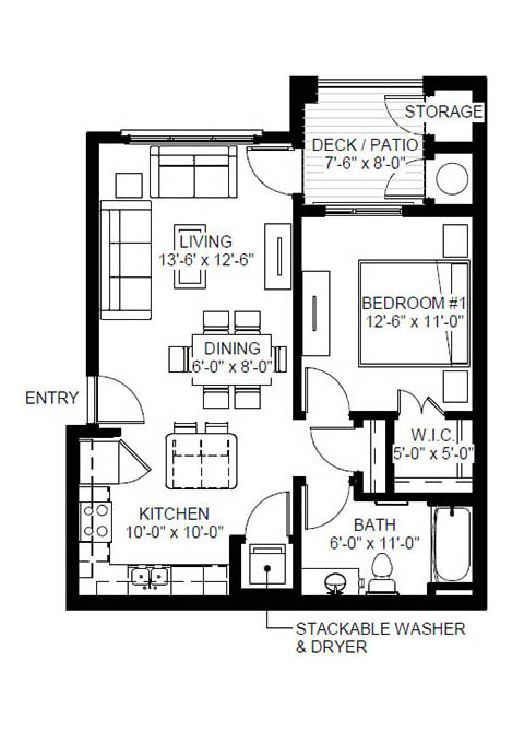 One Bedroom - AL floor plan