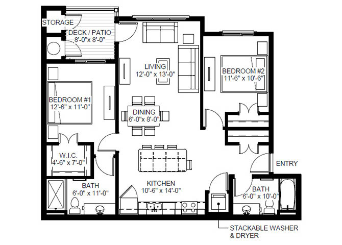 Two Bedroom - BL floor plan