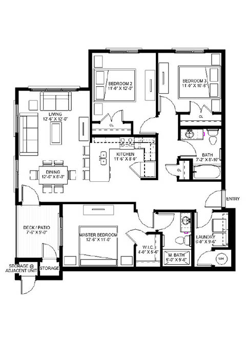 Three Bedroom - C floor plan