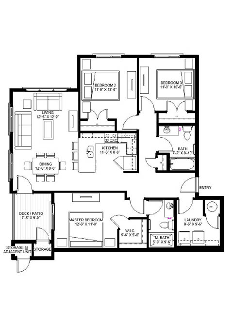 Three Bedroom - CL floor plan