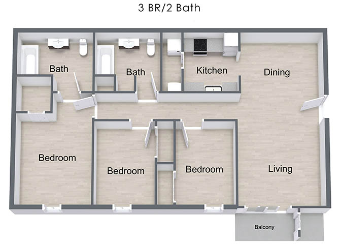 Three Bedroom Apartment floor plan