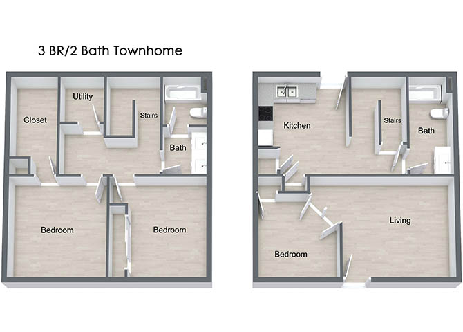 Three Bedroom Townhome floor plan