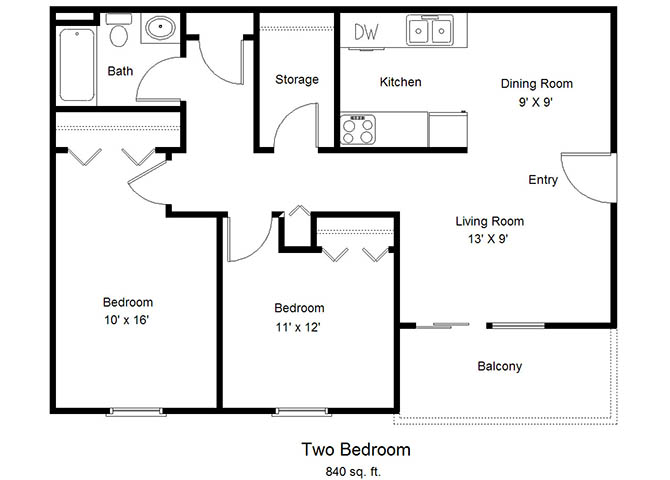 Two Bedroom floor plan