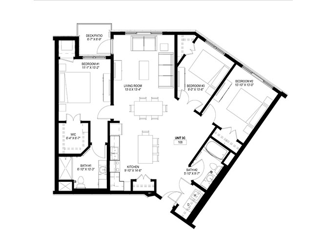 Three Bedroom C floor plan