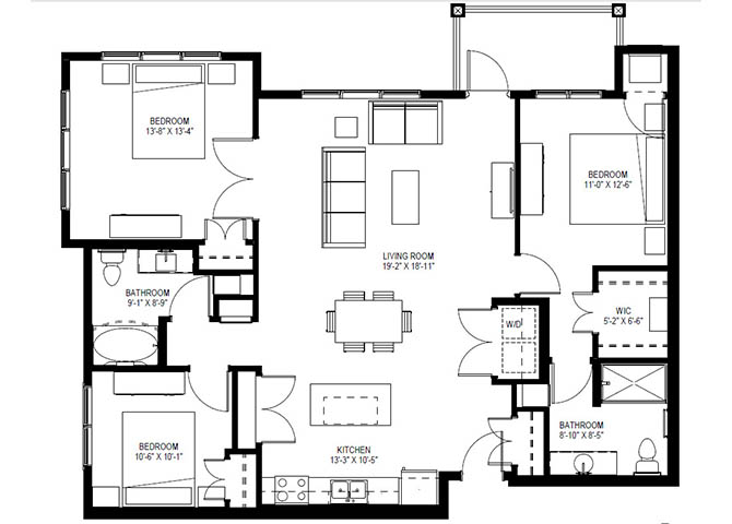 Three Bedroom D floor plan