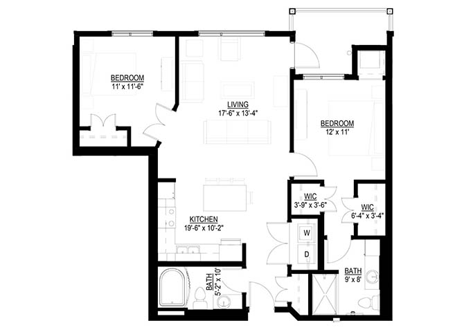 Two Bedroom B floor plan