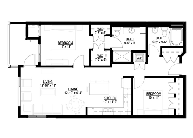 Two Bedroom E floor plan