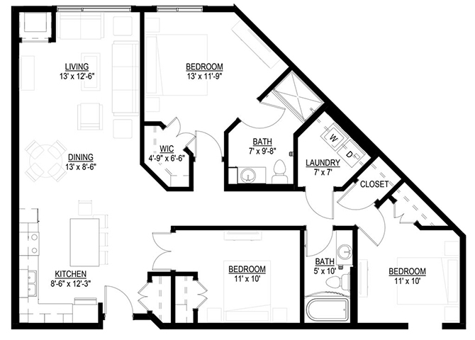 Three Bedroom B floor plan