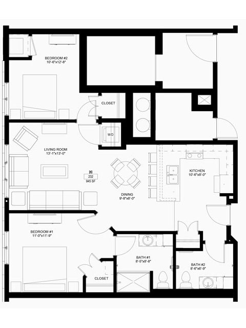 Two Bedroom - C floor plan