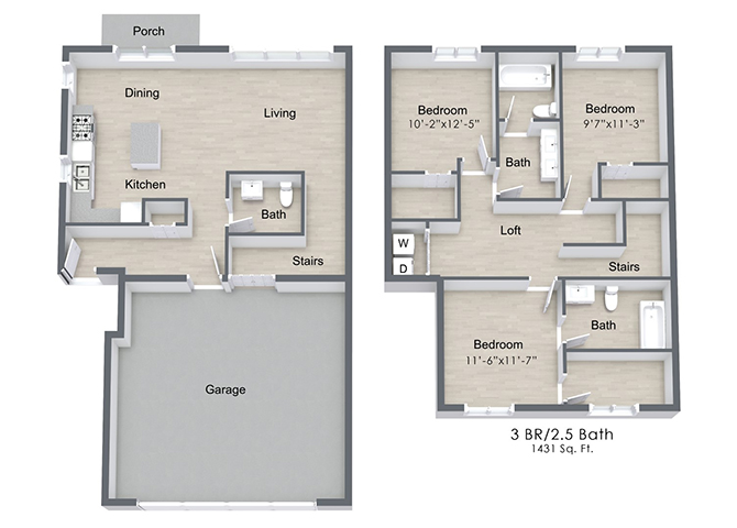 Three Bedroom floor plan