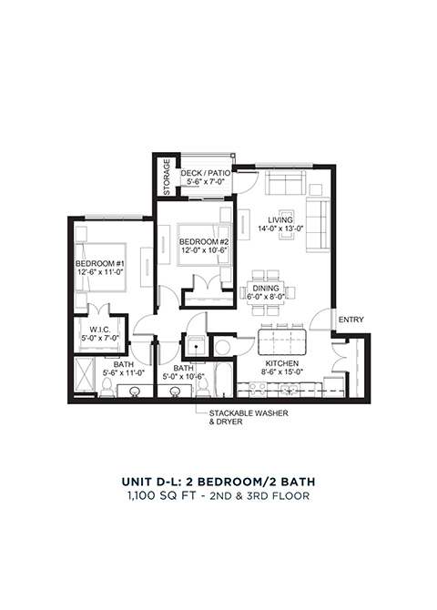 Two Bedroom - D-L floor plan