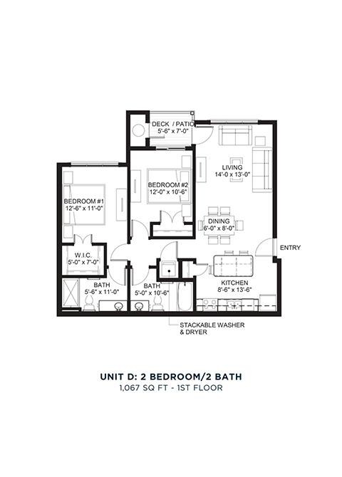 Two Bedroom - D floor plan