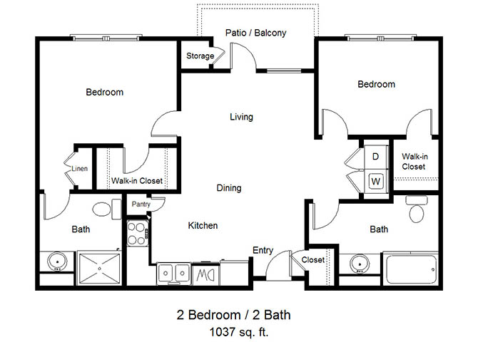 Two Bedroom D floor plan