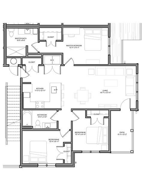 Three Bedroom - C2 floor plan