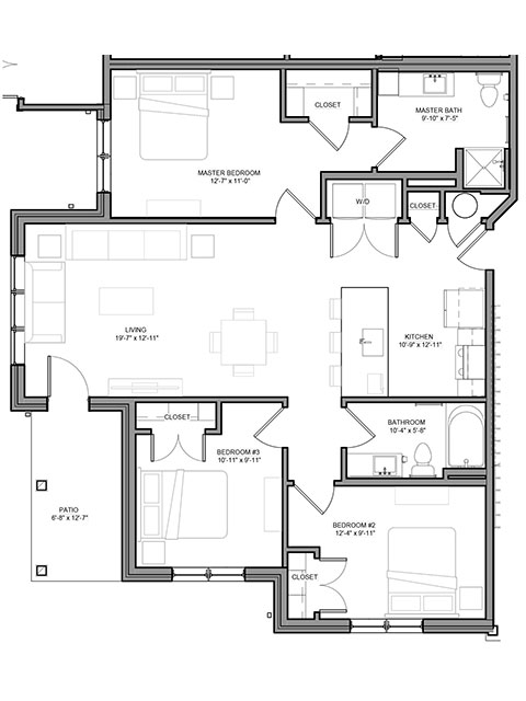 Three Bedroom - C floor plan