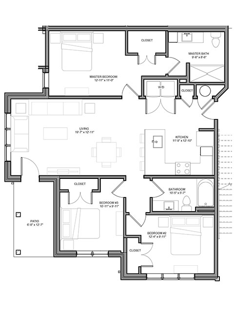 Three Bedroom - C1 floor plan