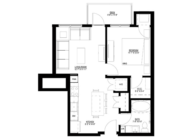 One Bedroom - F floor plan