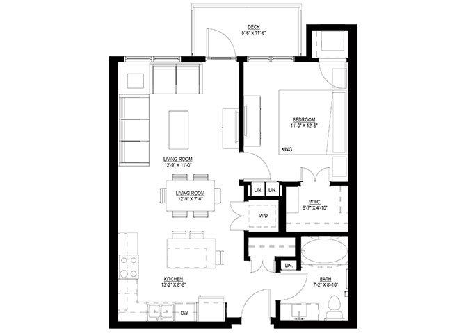 One Bedroom - I (Hearing Impaired) floor plan
