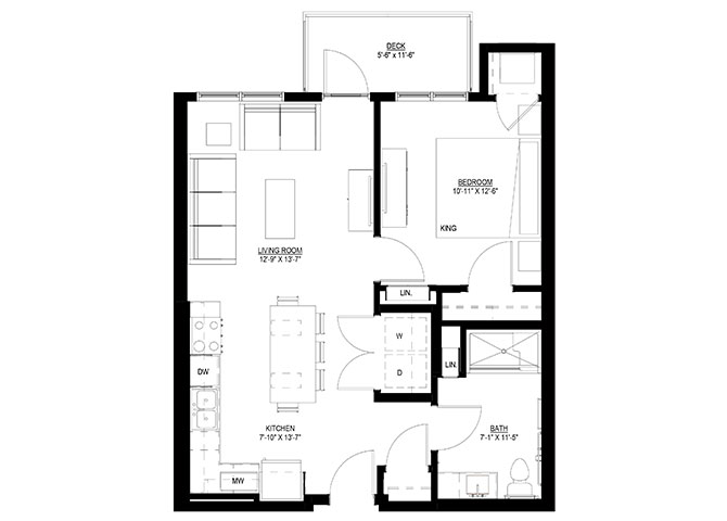 One Bedroom - J (Type A) floor plan