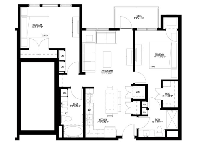 Two Bedroom - E floor plan