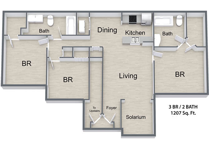 Three Bedroom floor plan