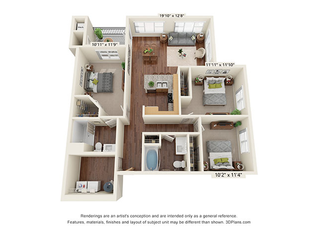 Three Bedroom - C2 floor plan