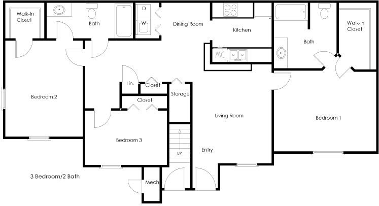 Three Bedroom floor plan