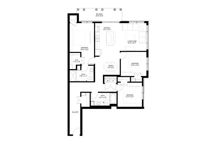 Three Bedroom - D (Balcony) floor plan