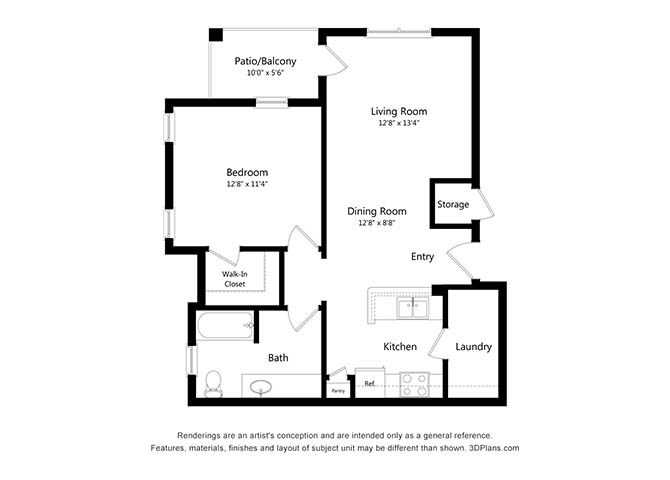 One Bedroom B floor plan