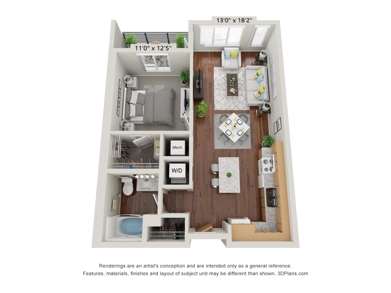 One Bedroom - 1B floor plan