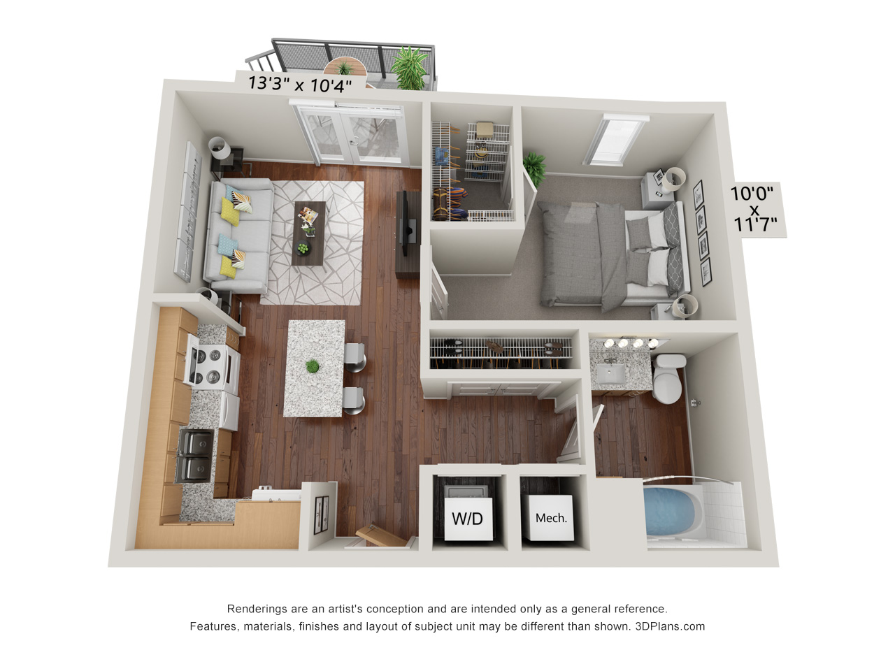One Bedroom - 1G floor plan