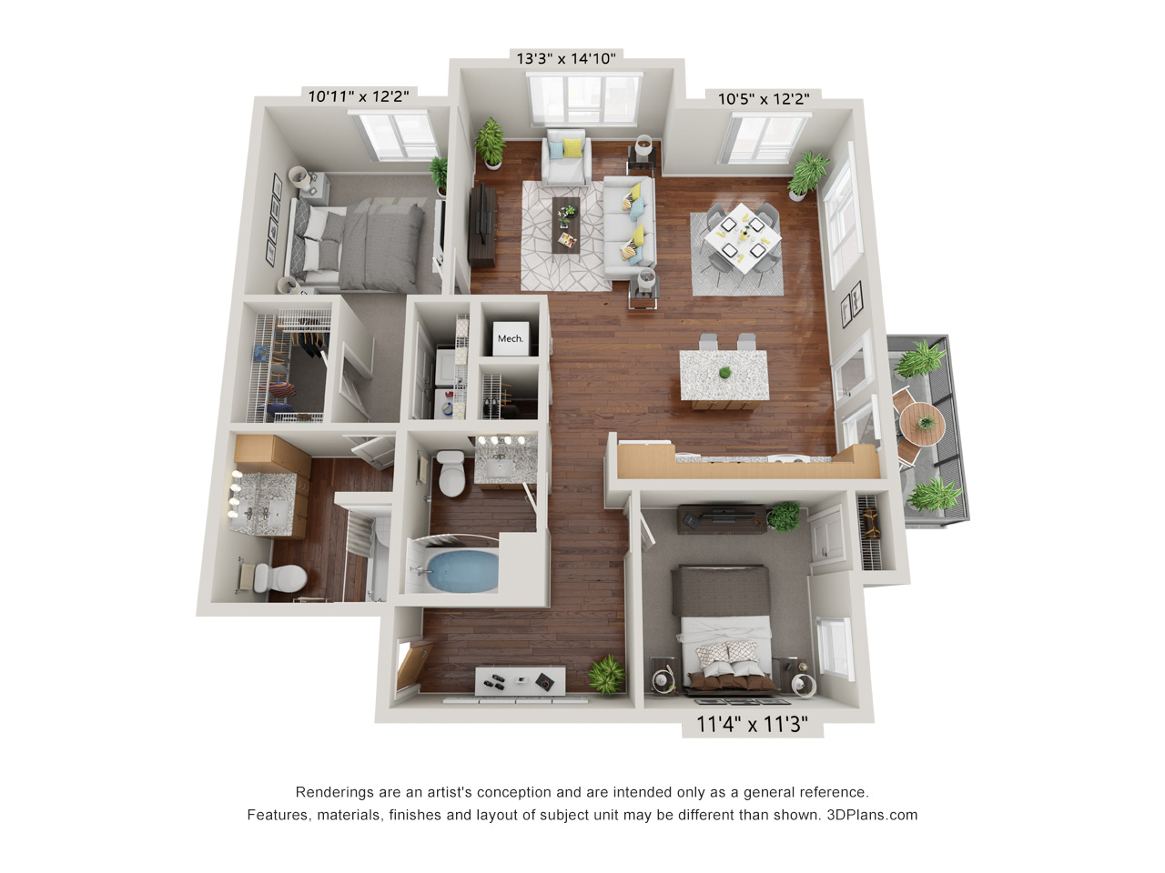 Two Bedroom - 2C floor plan