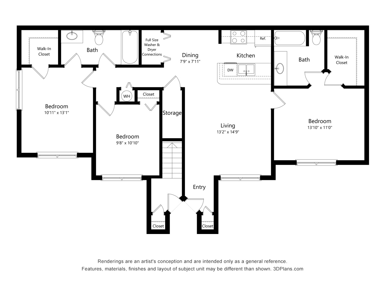 Three Bedroom floor plan
