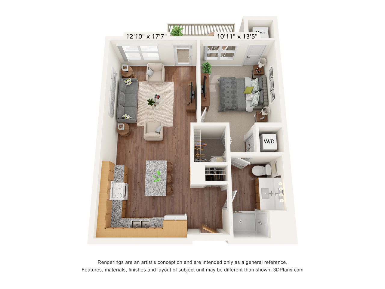 One Bedroom - B floor plan