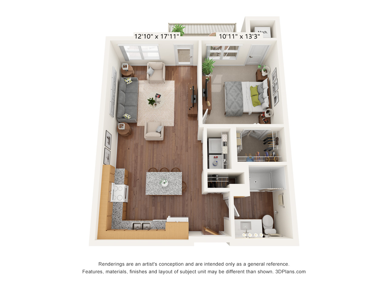 One Bedroom C floor plan