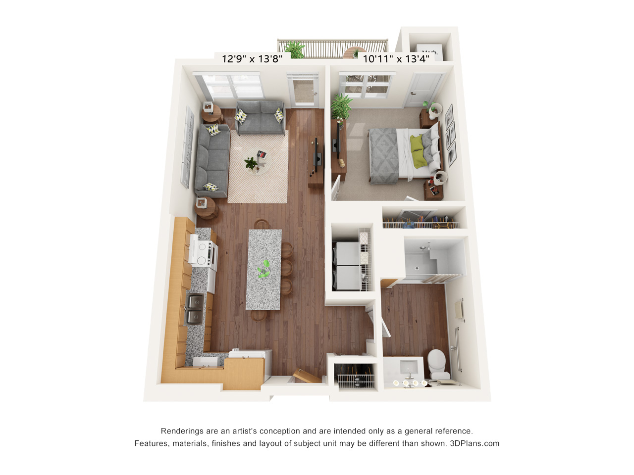 One Bedroom E (ADA) floor plan