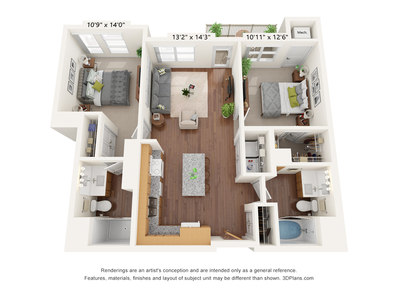 Two Bedroom A floor plan