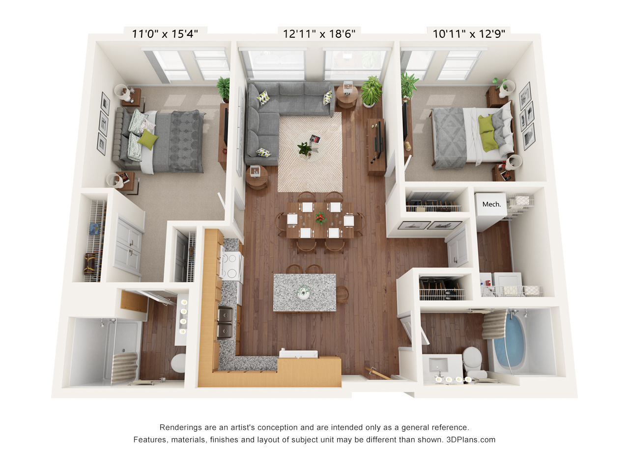 Two Bedroom B floor plan