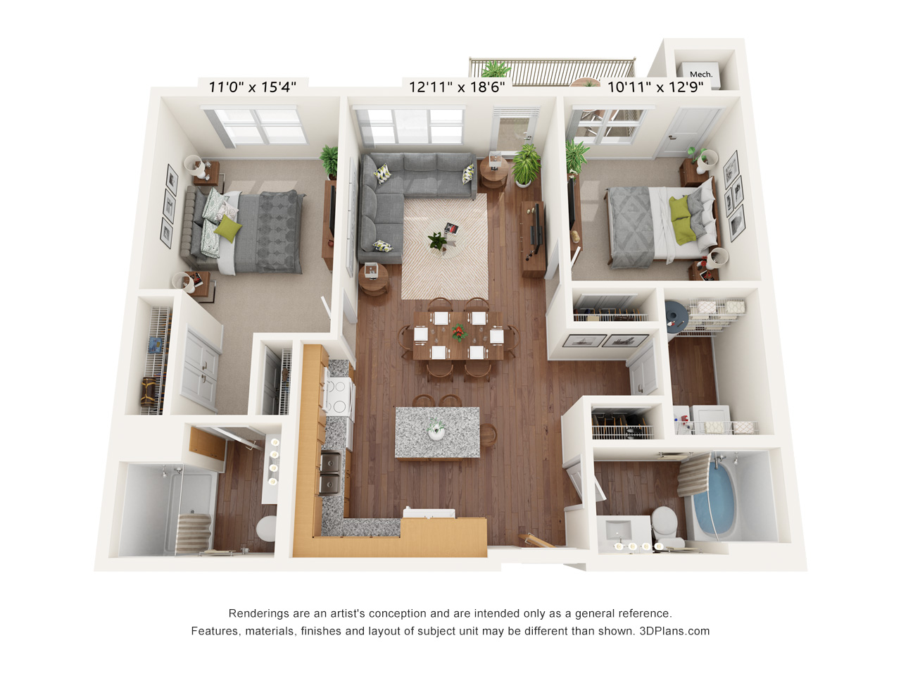 Two Bedroom C floor plan