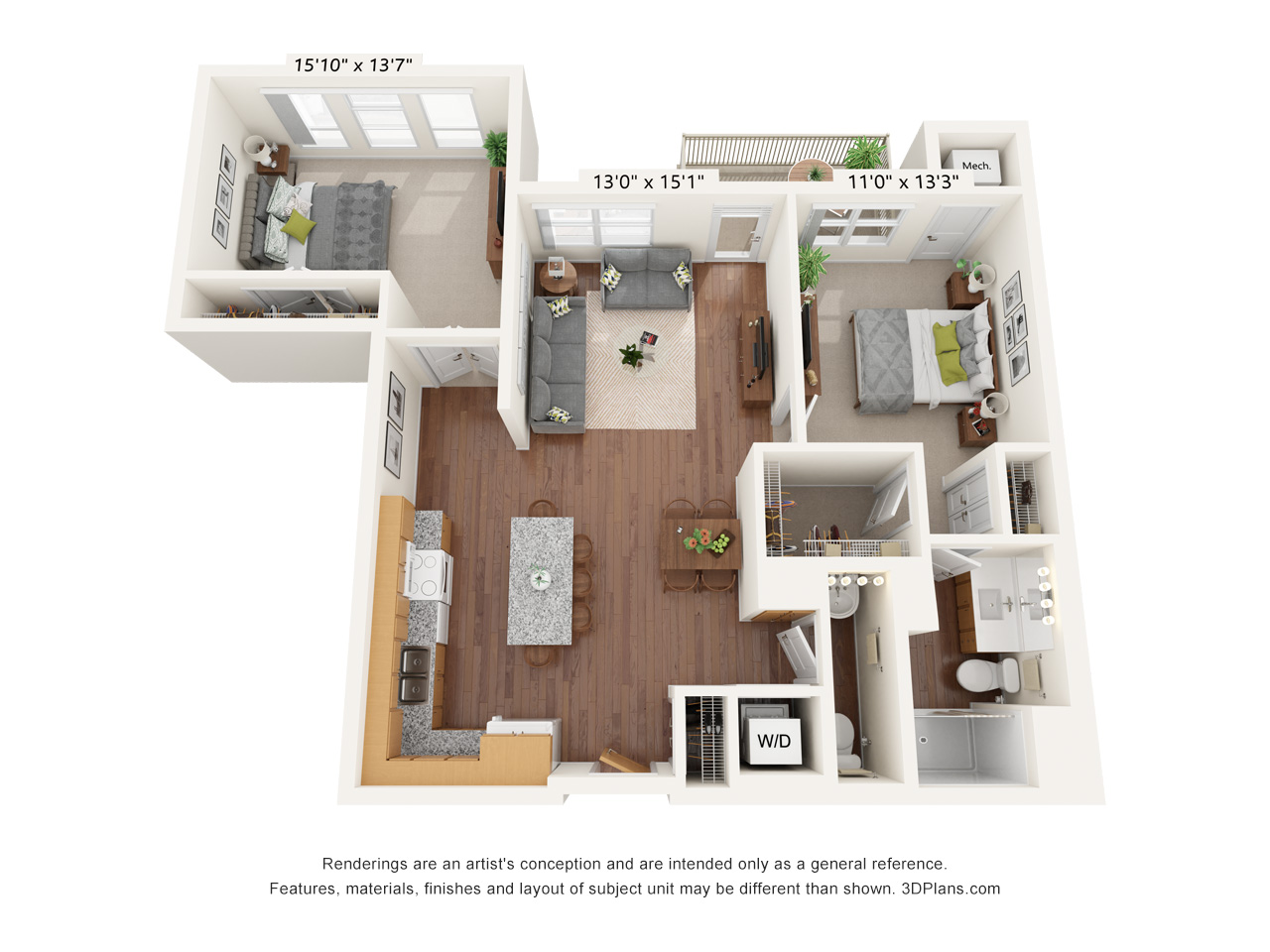 Two Bedroom E floor plan