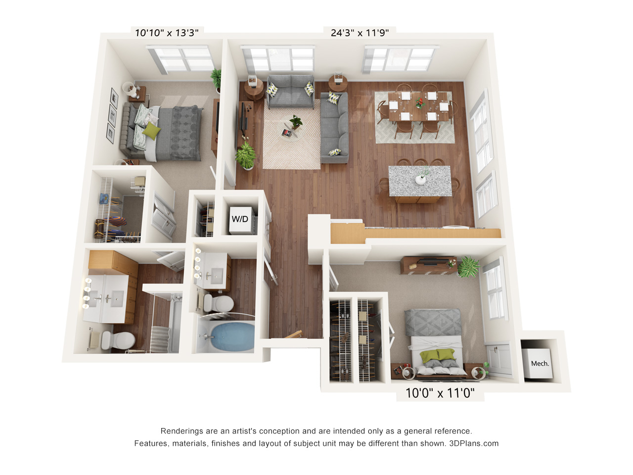 Two Bedroom F floor plan