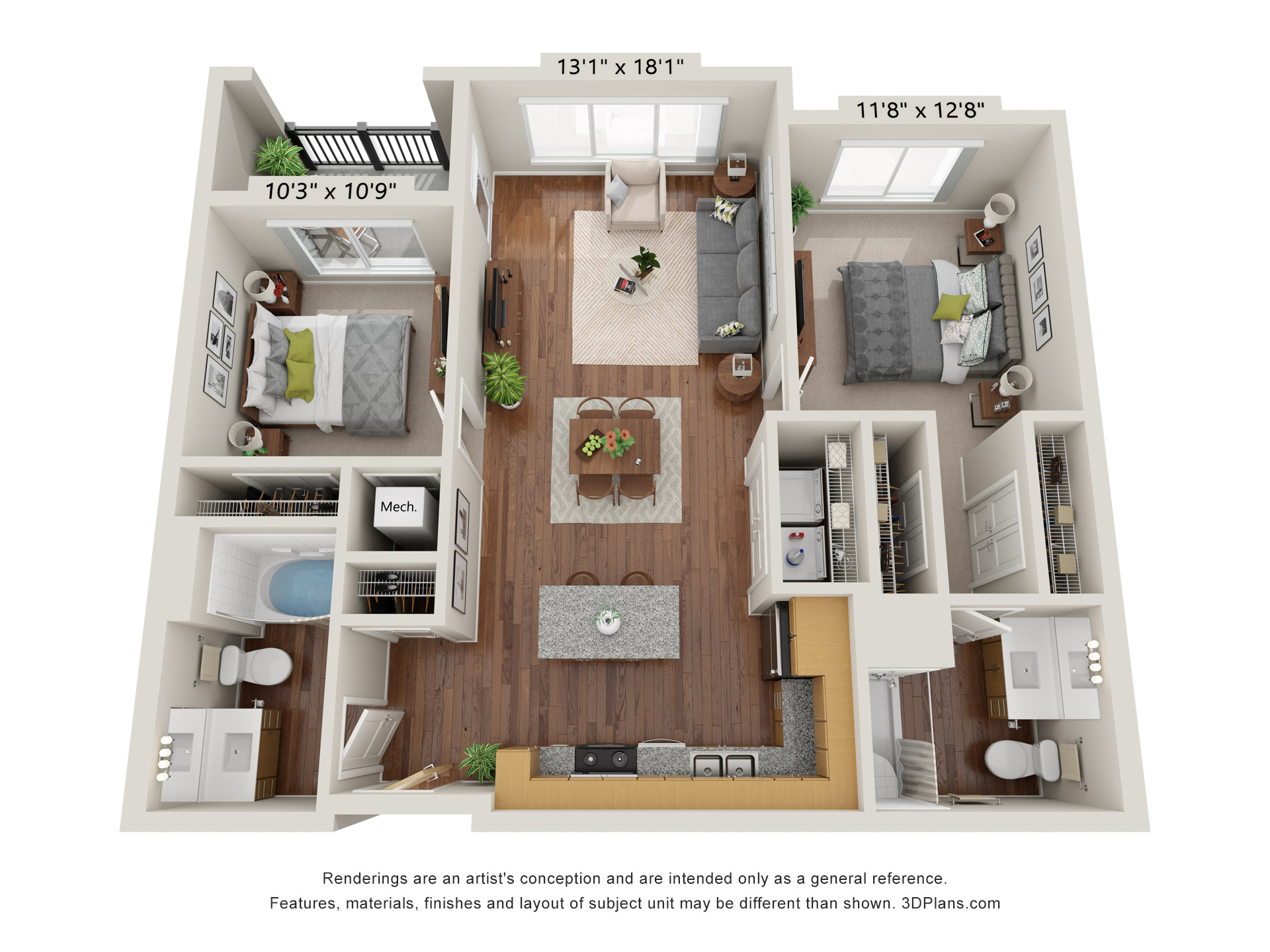 Two Bedroom A floor plan