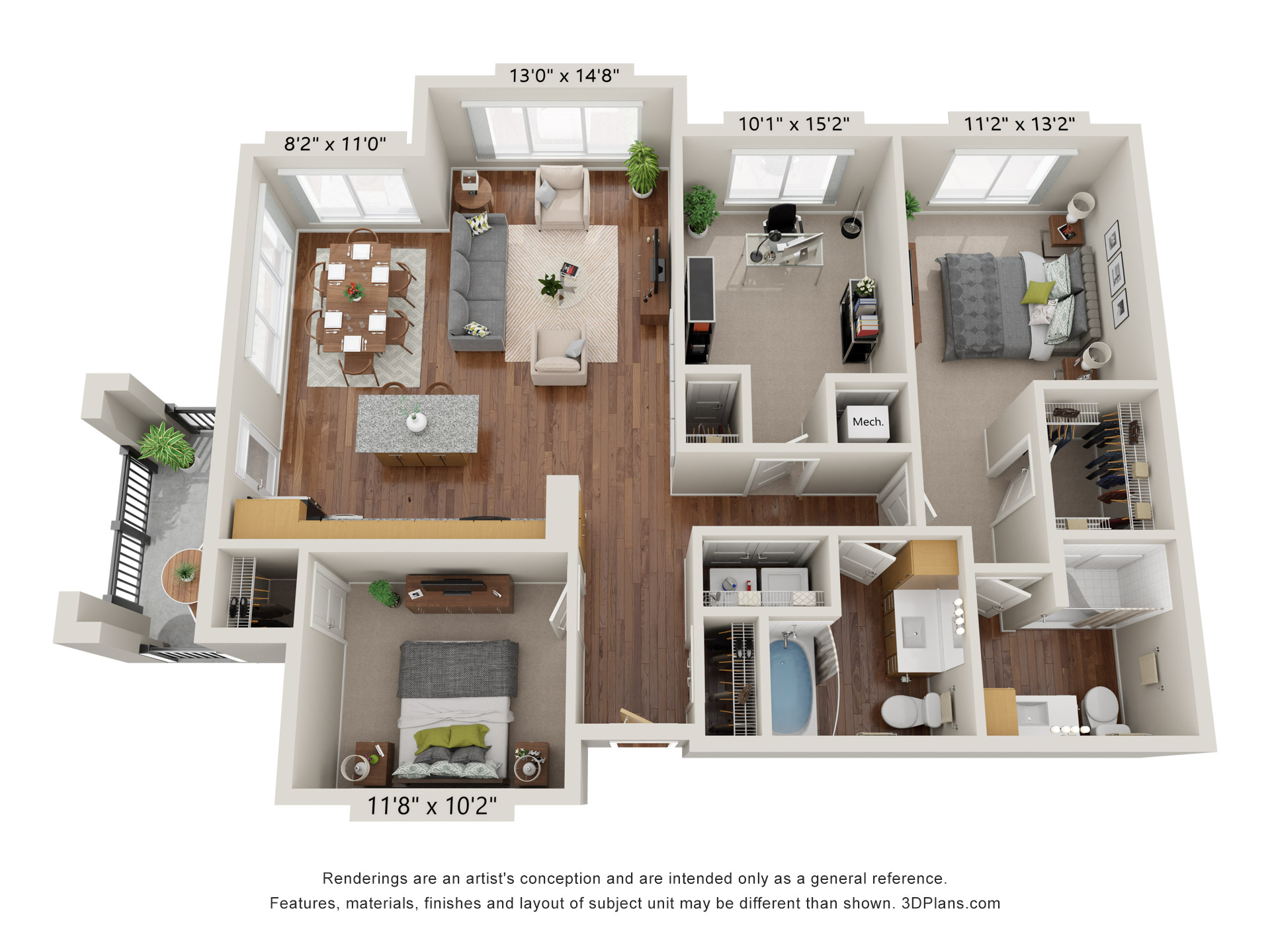 Three Bedroom A floor plan