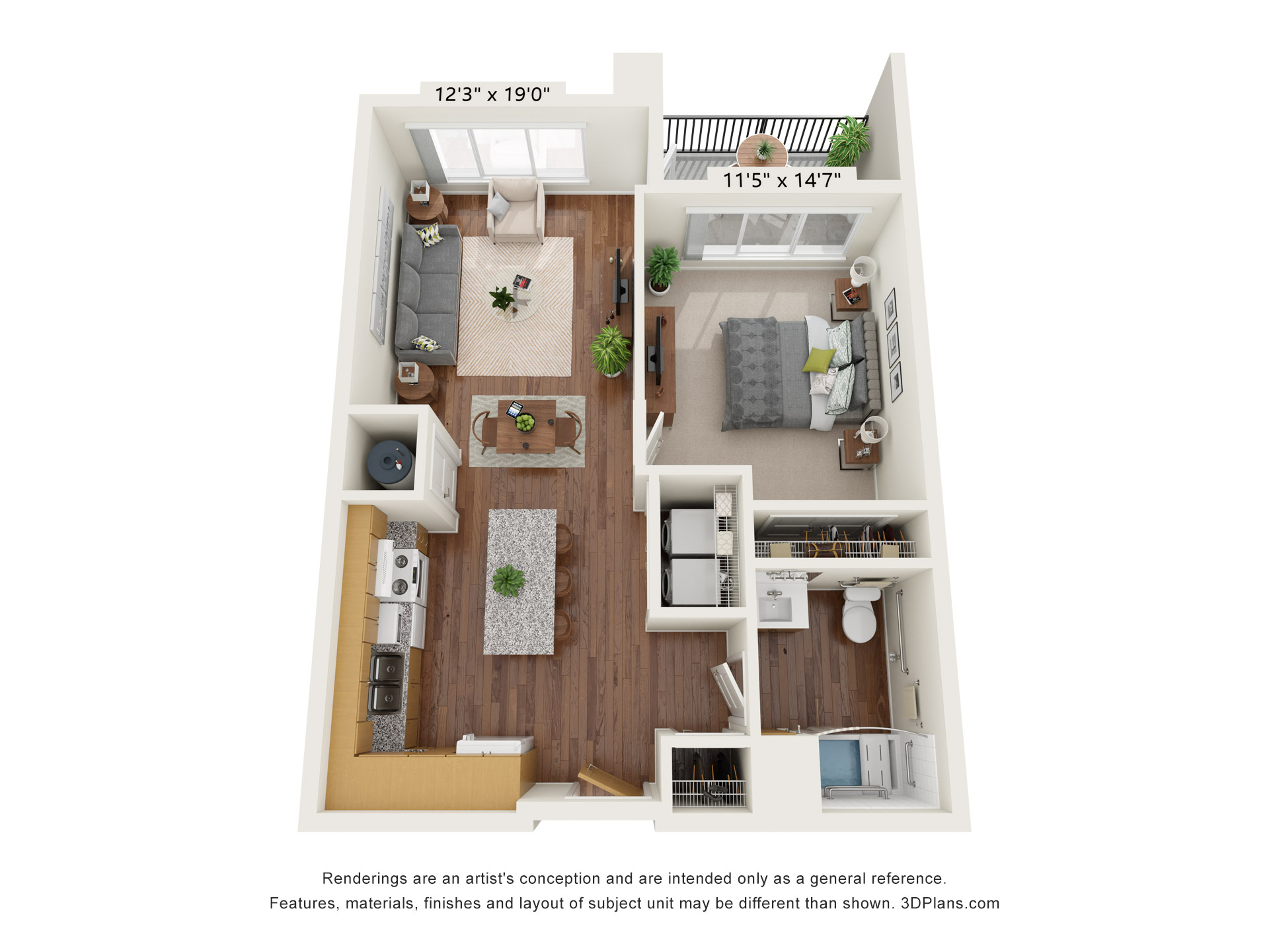 One Bedroom - A (Wheelchair Accessible) floor plan