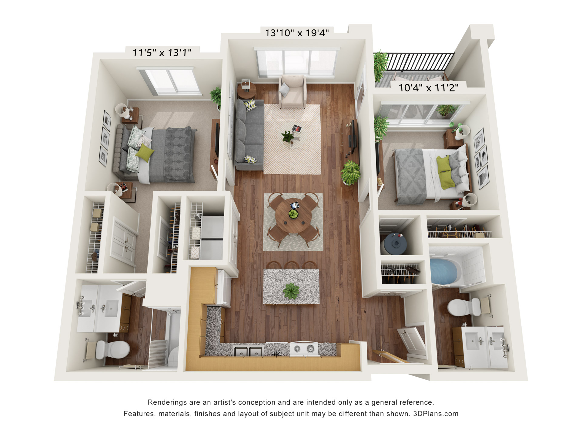 Two Bedroom - A floor plan