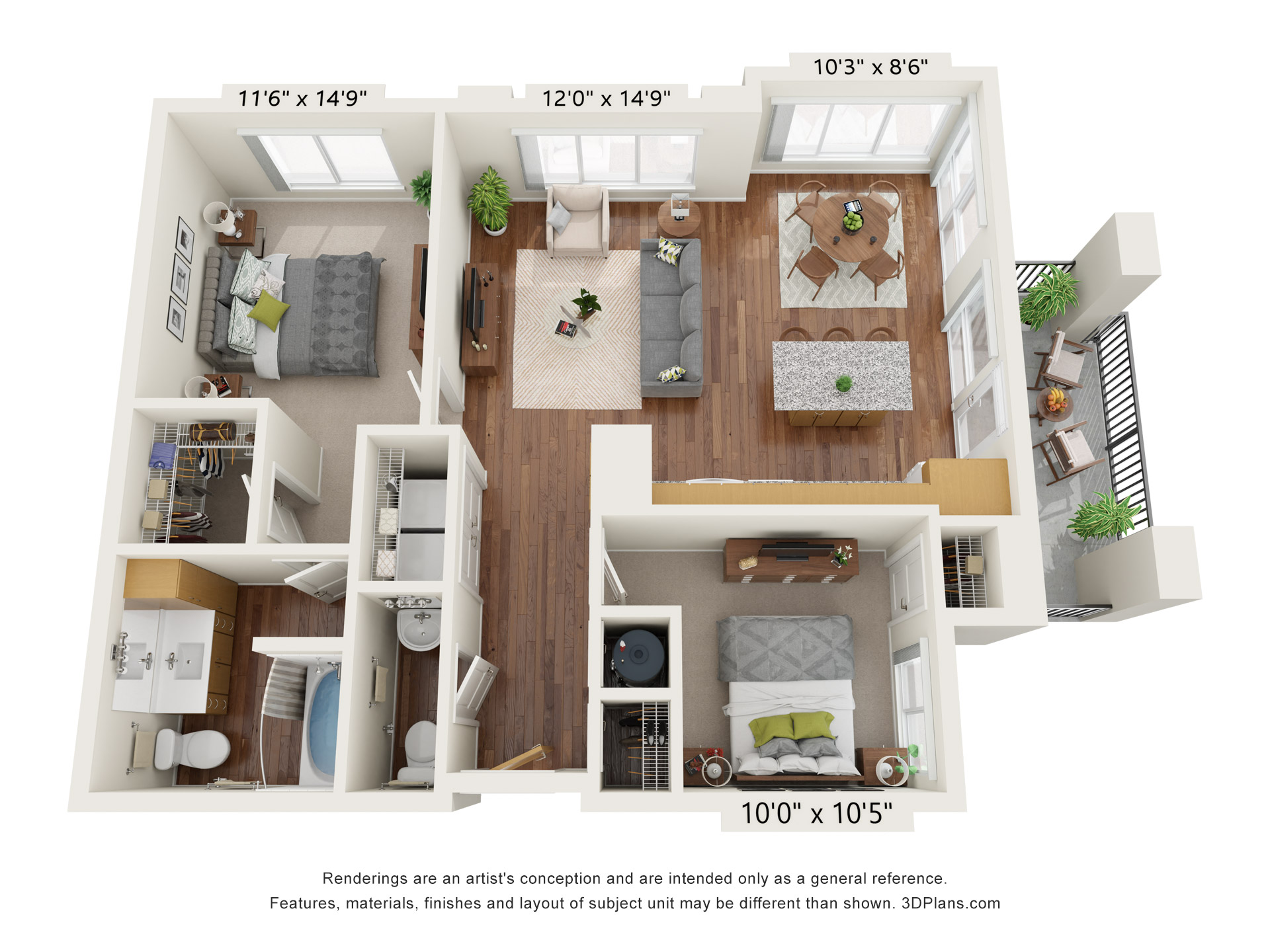 Two Bedroom - B floor plan