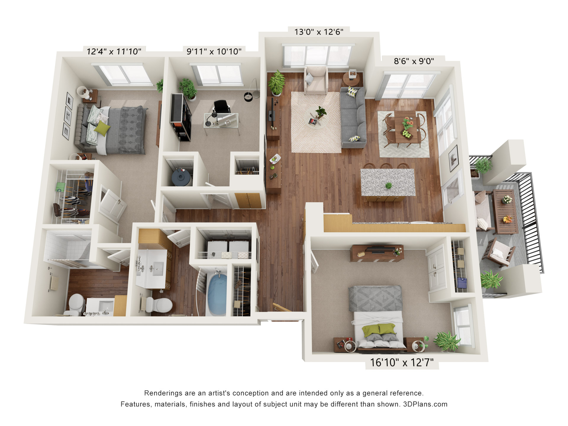 Three Bedroom - A floor plan